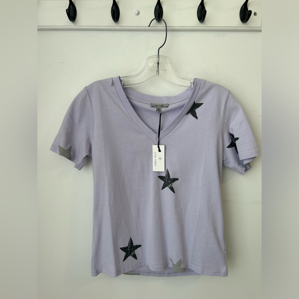 Lisa Todd Purple Star V Neck Top
